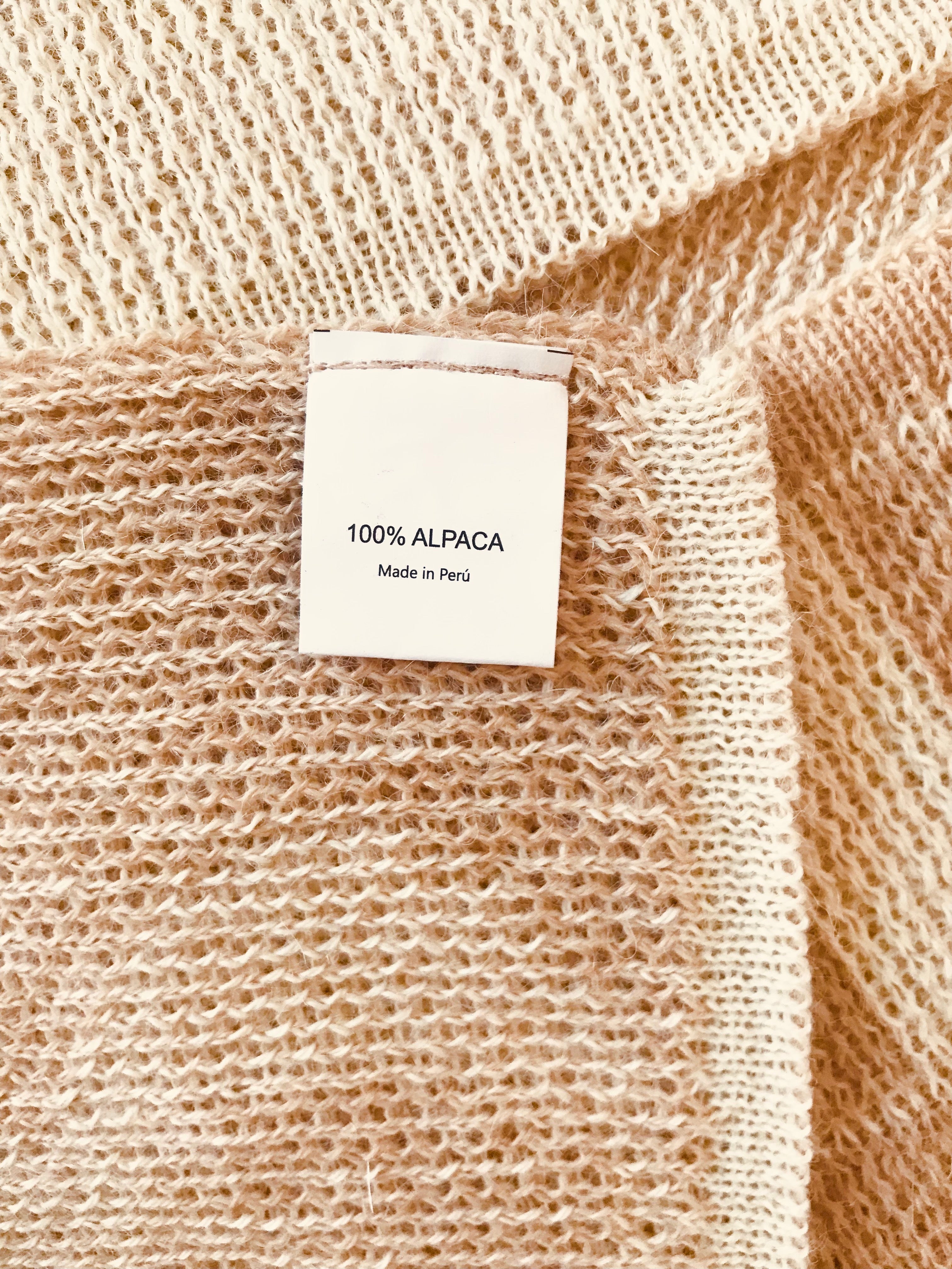 Alpaka-Decke in Rosa & Creme