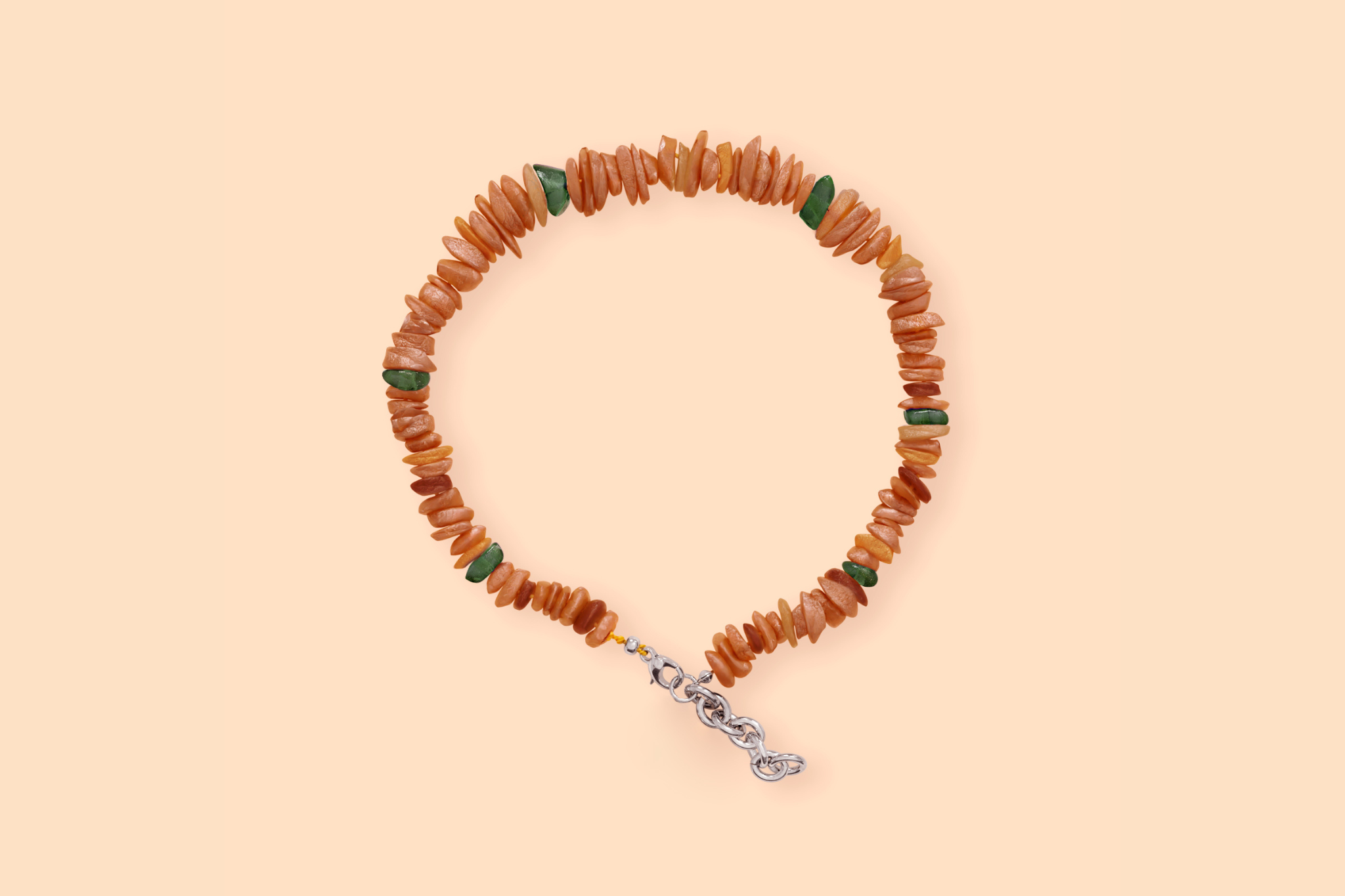 Baltisches Bernsteinhalsband mit afrikanischer Jade
