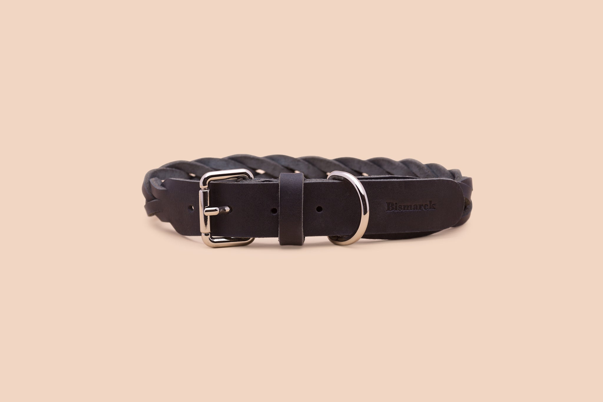Geflochtenes Halsband aus Leder in Schwarz