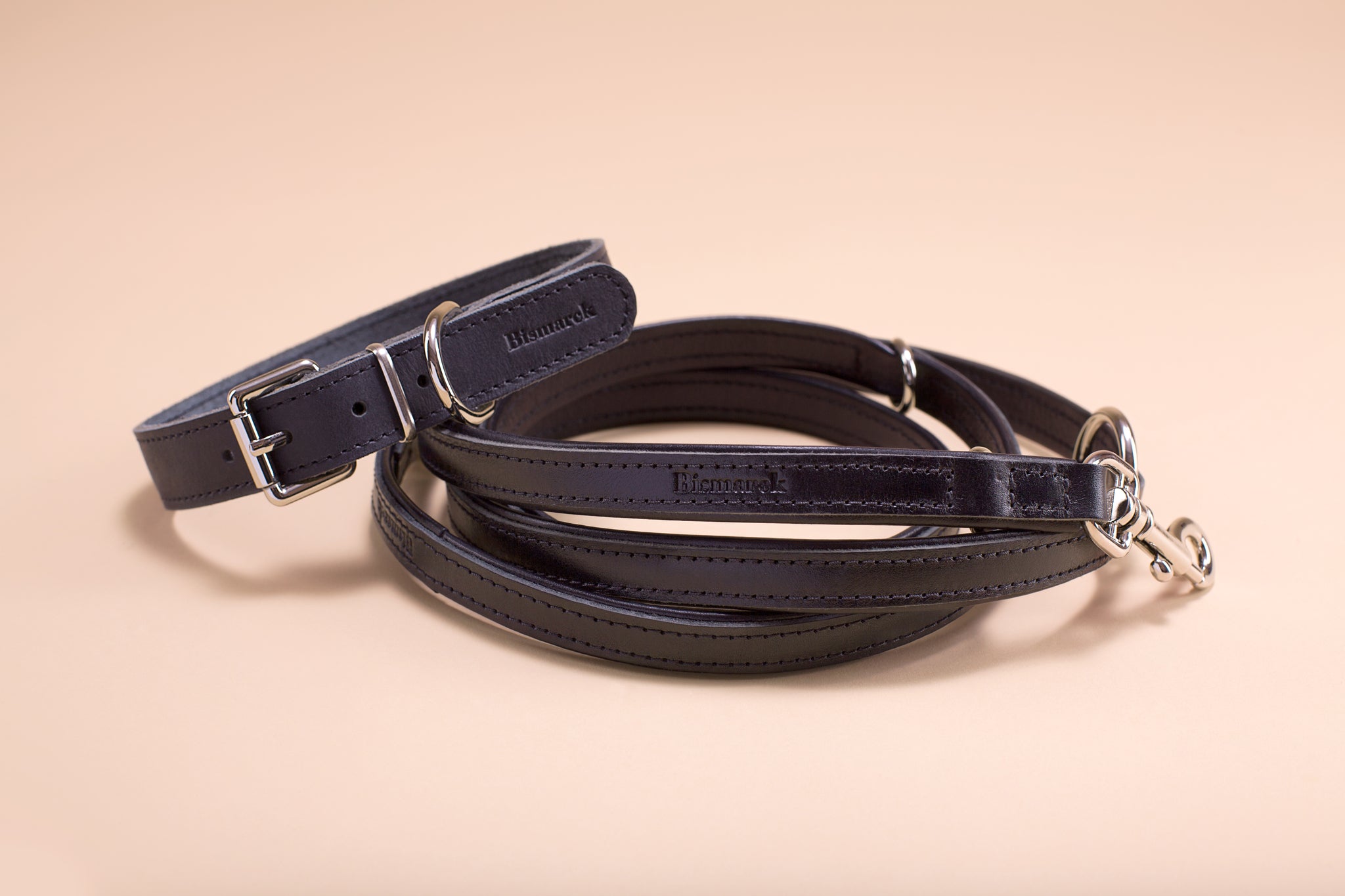 Leine aus Leder in Schwarz
