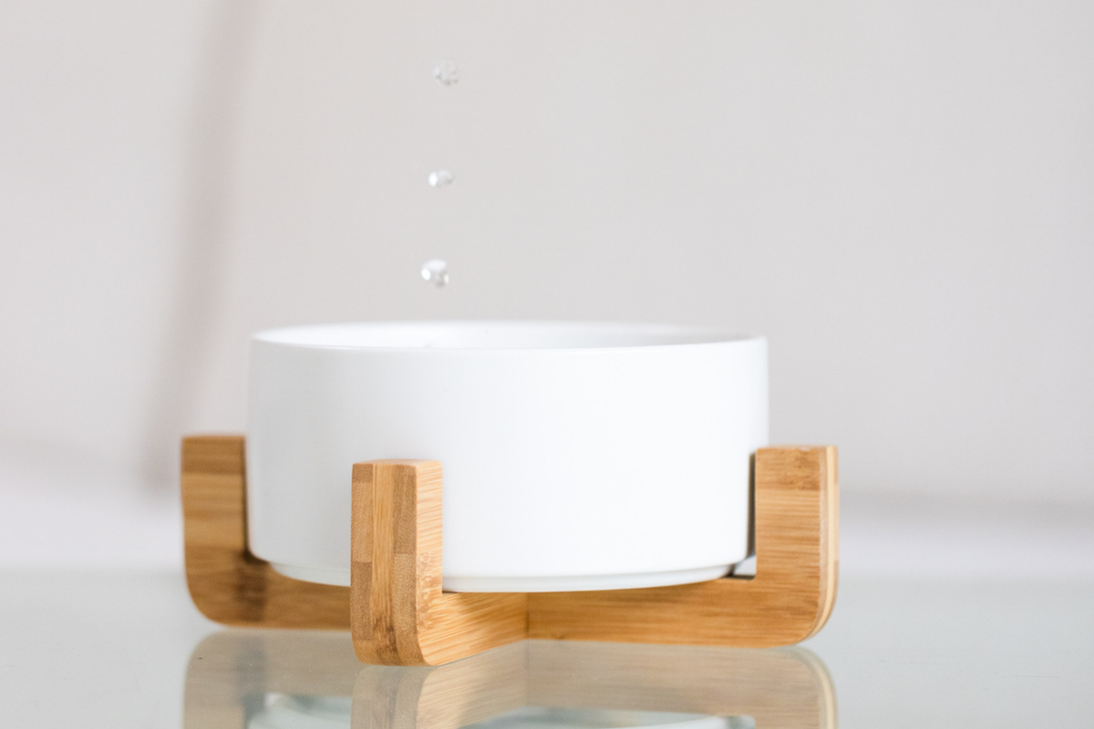 Ceramic Bowls with Wooden Stands